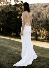Ivy | White Backless Spaghetti Strap Mermaid Wedding Dress - Price #price_variant_lowest# - White - PromDressClub